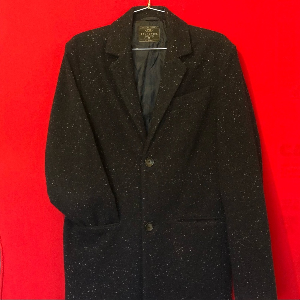 Navy Blue & White Speckled Wool Coat